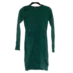 Forest Green Long-Sleeve Sweater Bodycon Dress